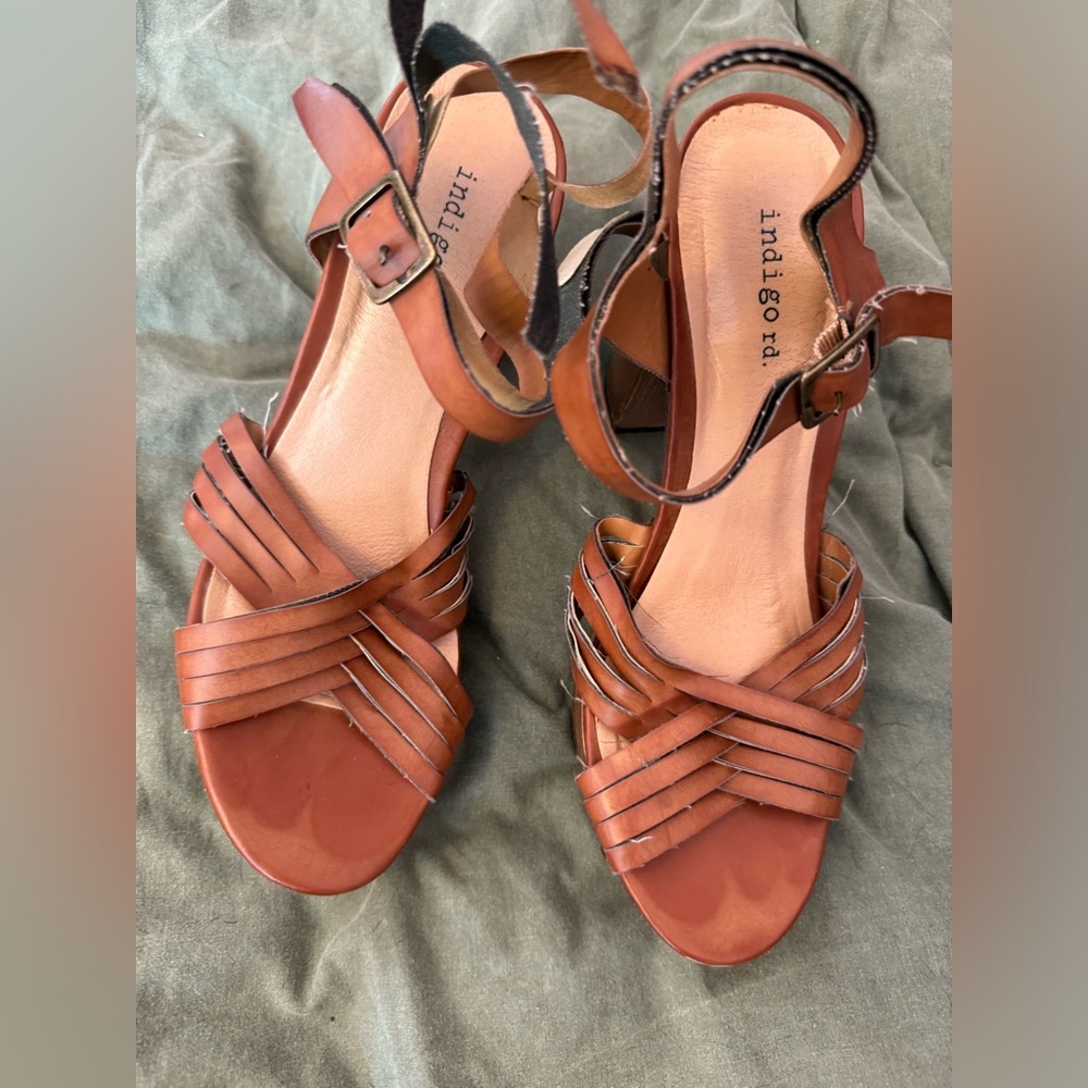 Brown leather heels